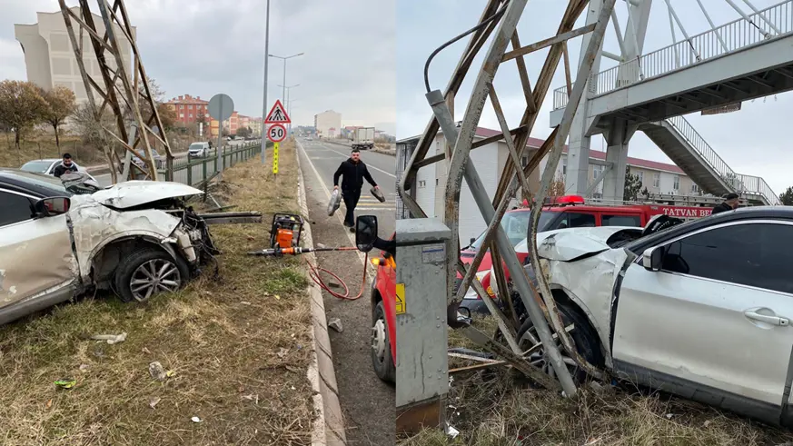 Tatvan'da otomobil direğe çarptı: 1 yaralı